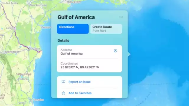 Apple Maps también cambió el nombre, ahora es el 'Golfo de América'