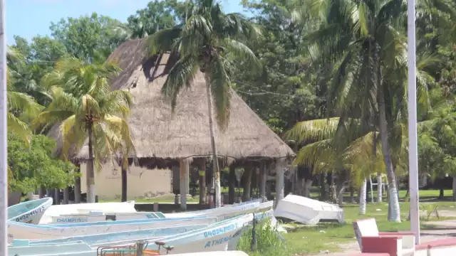 La palapa presenta daños que requieren mantenimiento.