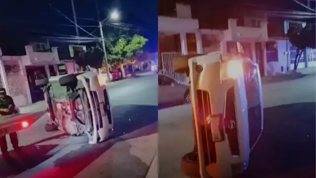 El taxi fue levantado y llevado al corralón con ayuda de una grúa