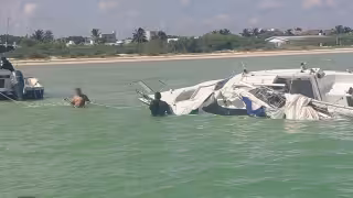 Semar realiza operativo frente a Progreso tras volcadura de un velero