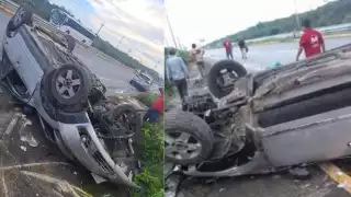  Trabajadores sobreviven  a aparatosa volcadura en la carretera Tulum-Playa del Carmen