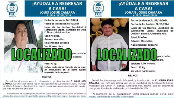Localizan con vida a padre e hijo beliceños desaparecidos al ir a Chetumal Localizan con vida a padre e hijo beliceños desaparecidos al ir a Chetumal