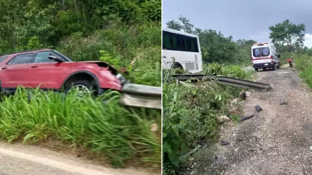 Una camioneta se estampó contra un muro de contención en el tramo Hopelchén–Ich-Ek.
