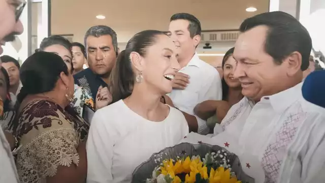 Joaquín Díaz Mena recibió a Claudia Sheinbaum en Mérida