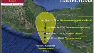 Depresión Tropical 11-E se forma frente  a costas de Chiapas y Oaxaca