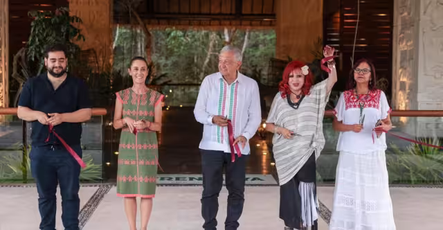 El presidente AMLO y Claudia Sheinbaum inauguran Hotel Tren Maya Calakmul