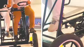 Un vehículo impulsado por cuatro personas mediante pedales fue presentado como opción innovadora de transporte sostenible en Quintana Roo.