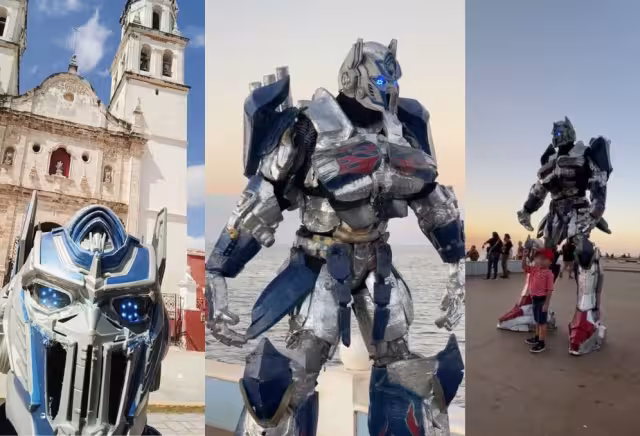 "Optimus Prime de México" visitó Campeche con su botarga del personaje de "Transformers"
