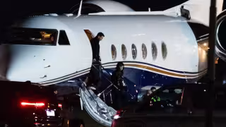 Messi llegando a Rosario