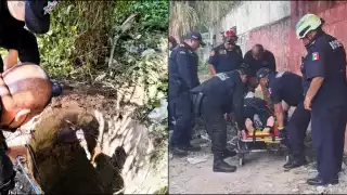 Bomberos rescatan a hombre y lo entregan a paramédicos para su traslado al Hospital General
