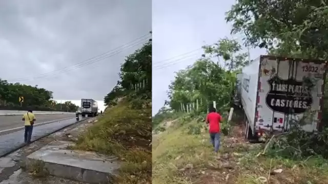 Una unidad de transporte del Servicio Público Federal (SPF) se salió de la carretera en la Curva del Diablo, kilómetro 60, sin causar heridos.
