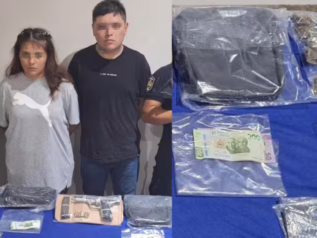 Un hombre y una mujer fueron detenidos por posesión de drogas y un arma de fuego en Tulum