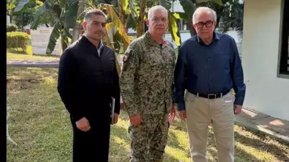 Omar García Harfuch, secretario de Seguridad y Protección Ciudadana, Ricardo Trevilla, titular de Sedena y Rubén Rocha, gobernador de Sinaloa