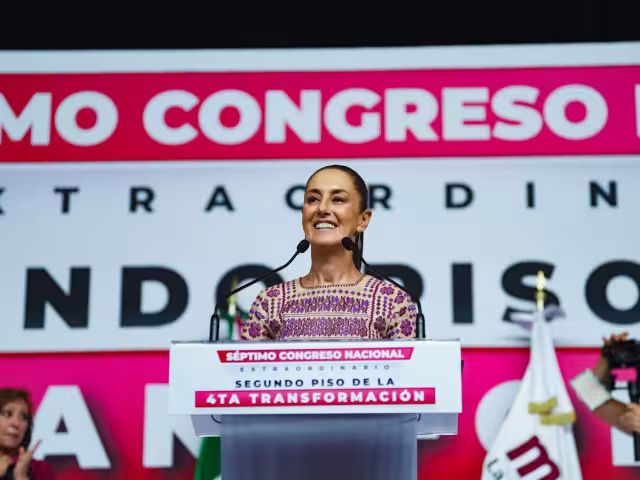 Claudia Sheinbaum durante el VII Congreso Nacional de Morena, reafirmó su compromiso con la 4T.