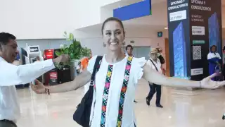 Despiden a Claudia Sheinbaum con una limpia   ancestral en el aeropuerto de Mérida