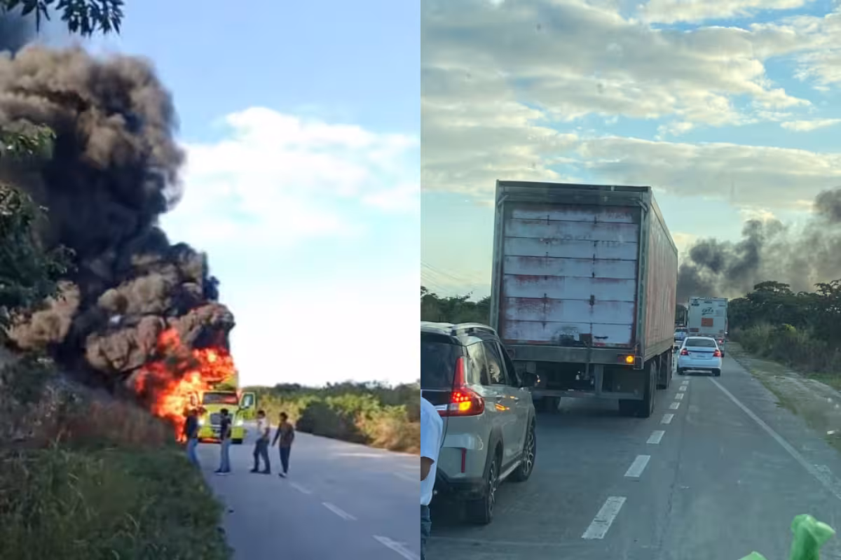 Tráiler doble remolque se incendia en la carretera Campeche-Champotón y ...