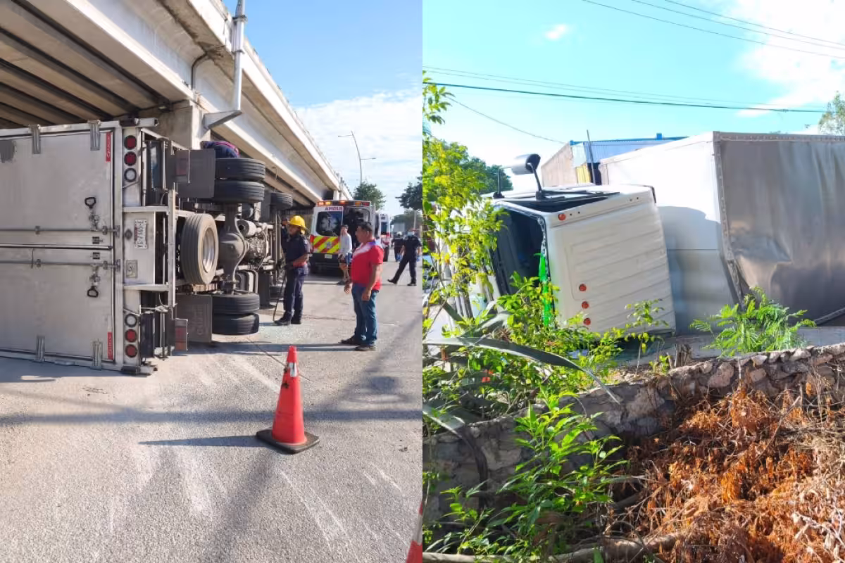 Camión pierde el control y vuelca en el periférico Oriente de Mérida ...