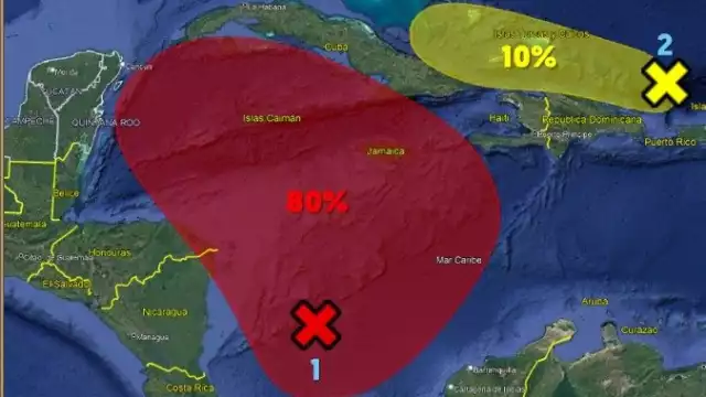 El SMN ha emitido un aviso sobre una zona de baja presión en el suroeste del Mar Caribe con un 80% de probabilidad de desarrollo ciclónico en siete días