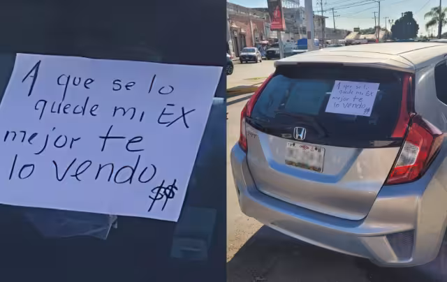 En Campeche, una persona decidió vender su auto para evitar que su ex se lo quedara, con un mensaje llamativo en el parabrisas