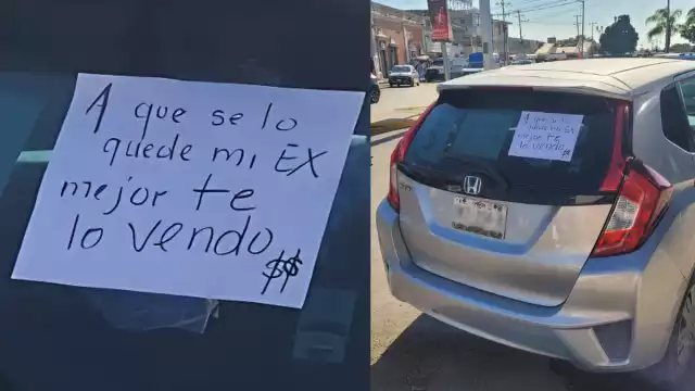 En Campeche, una persona decidió vender su auto para evitar que su ex se lo quedara, con un mensaje llamativo en el parabrisas