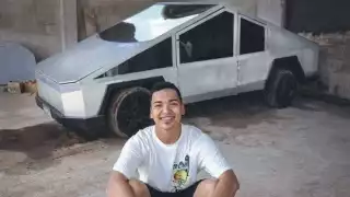 Joven salvadoreño se viraliza al construir su propio Tesla Cybertruck