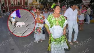 Cerdito “jaranero” se roba el show en la Vaquería Peninsular de Campeche