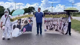 Personal del Hospital General Agustín O’Horán se manifestó este sábado 17 de octubre en Mérida.