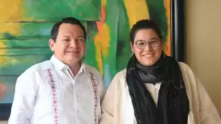 Joaquín Díaz Mena, gobernador electo de Yucatán, se reúne con la ministra Lenia Batres