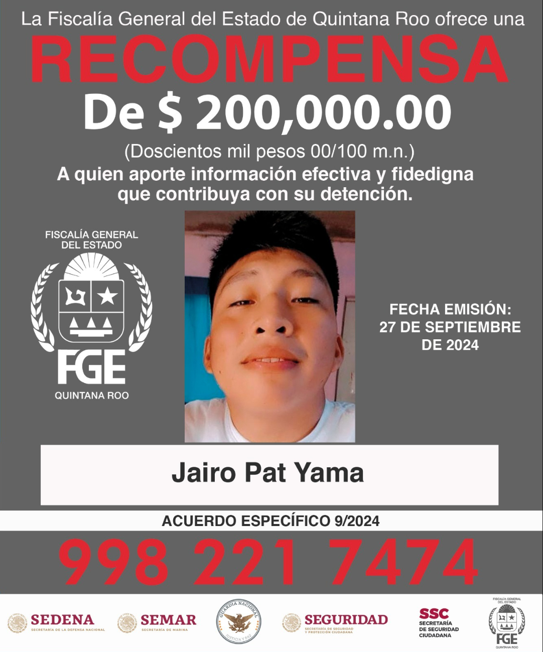 FGE ofrece recompensa por información tras asesinato de dos jóvenes en Felipe Carrillo Puerto FGE ofrece recompensa por información tras asesinato de dos jóvenes en Felipe Carrillo Puerto
