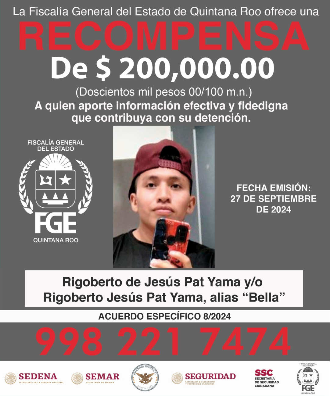 FGE ofrece recompensa por información tras asesinato de dos jóvenes en Felipe Carrillo Puerto FGE ofrece recompensa por información tras asesinato de dos jóvenes en Felipe Carrillo Puerto
