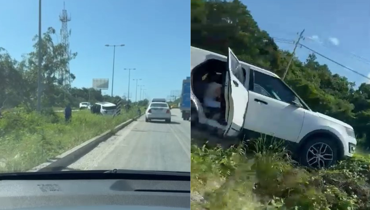 Camioneta esquiva conos y provoca choque en la carretera Tulum-Playa del Carmen