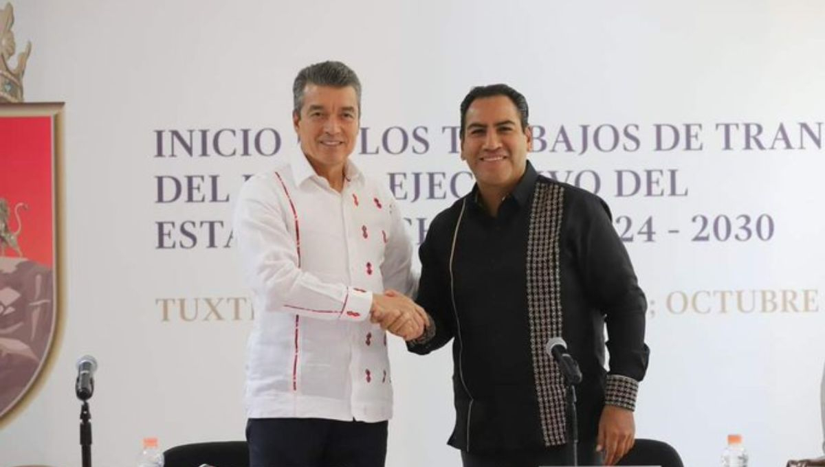 Rutilio Escandón, gobernador de Chiapas y Eduardo Ramírez, mandatario de la entidad a partir del próximo 8 de diciembre Rutilio Escandón, gobernador de Chiapas y Eduardo Ramírez, mandatario de la entidad a partir del próximo 8 de diciembre