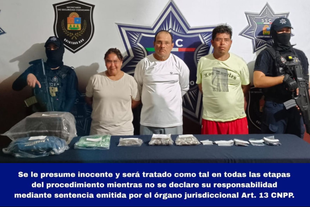 Detienen a tres presuntos narcomenudistas cerca de playa Tortugas en Cancún