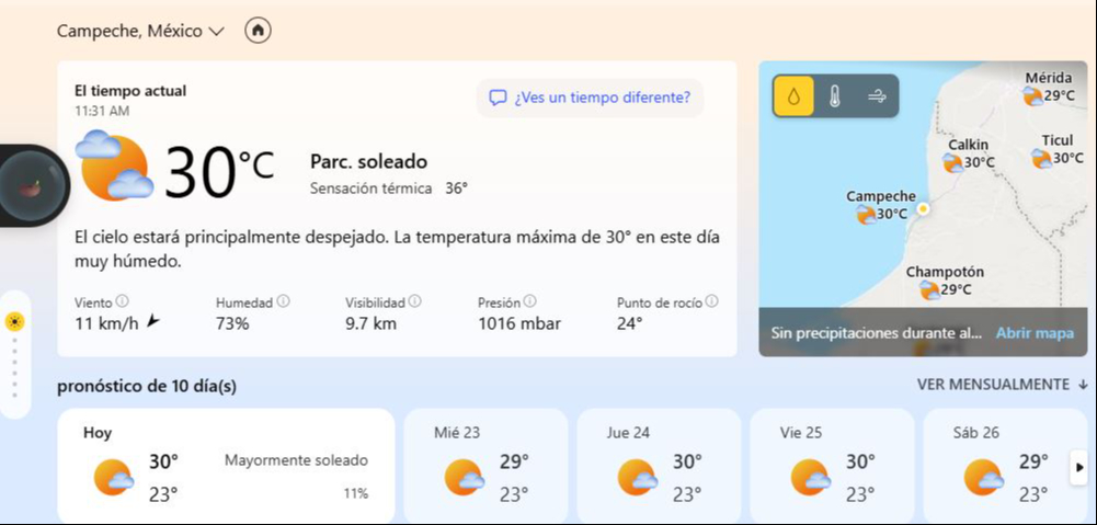 Se espera tiempo estable con poca probabilidad de lluvia Se espera tiempo estable con poca probabilidad de lluvia