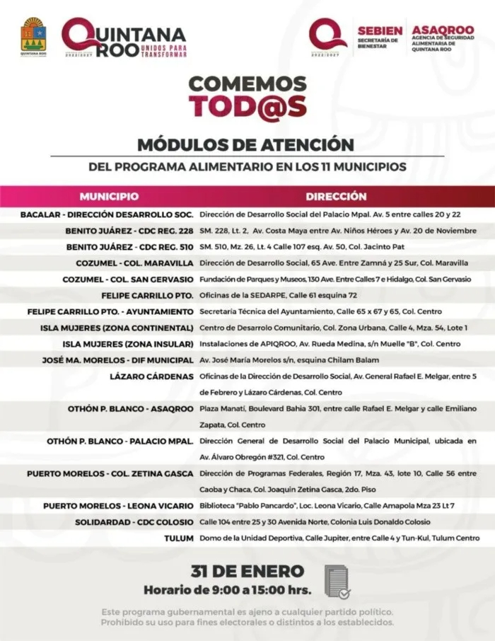 Cada municipio cuenta con distintas fechas y módulos de atención Cada municipio cuenta con distintas fechas y módulos de atención