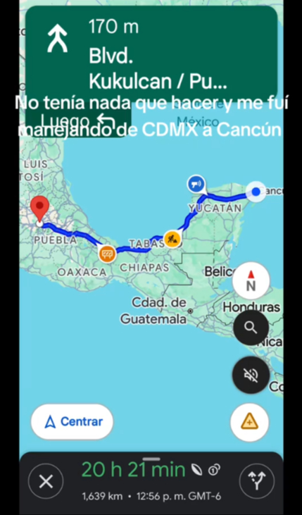 El viaje en coche duró casi 30 horas