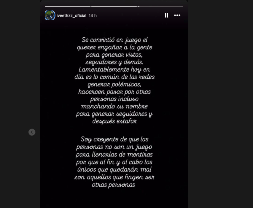 La cuenta falsa escribió lo siguiente La cuenta falsa escribió lo siguiente