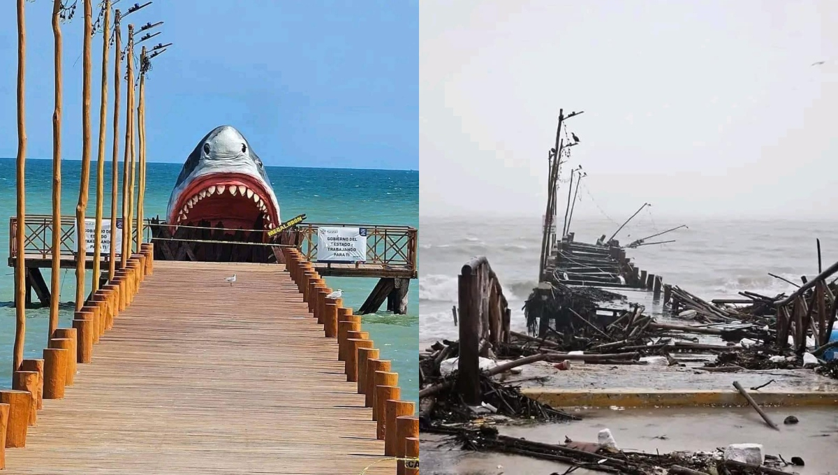El muelle de Chelem quedó destruido por el oleaje El muelle de Chelem quedó destruido por el oleaje