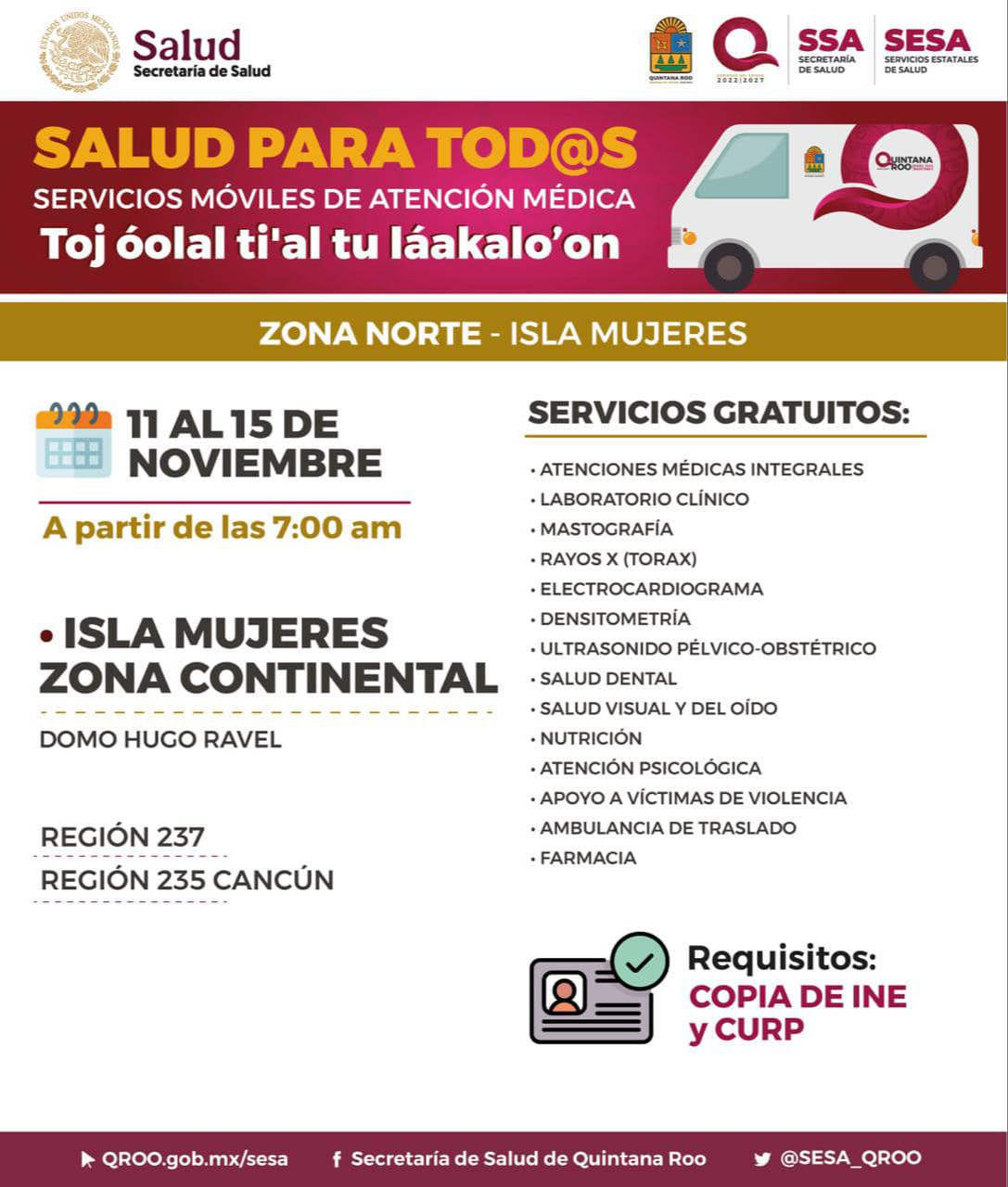Información del programa "Salud para Todos" en Isla Mujer