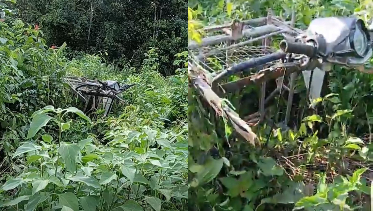 Un grupo de motociclistas encontró partes de un mototaxi abandonado cerca de la Colonia Rural Miguel Hidalgo y Costilla