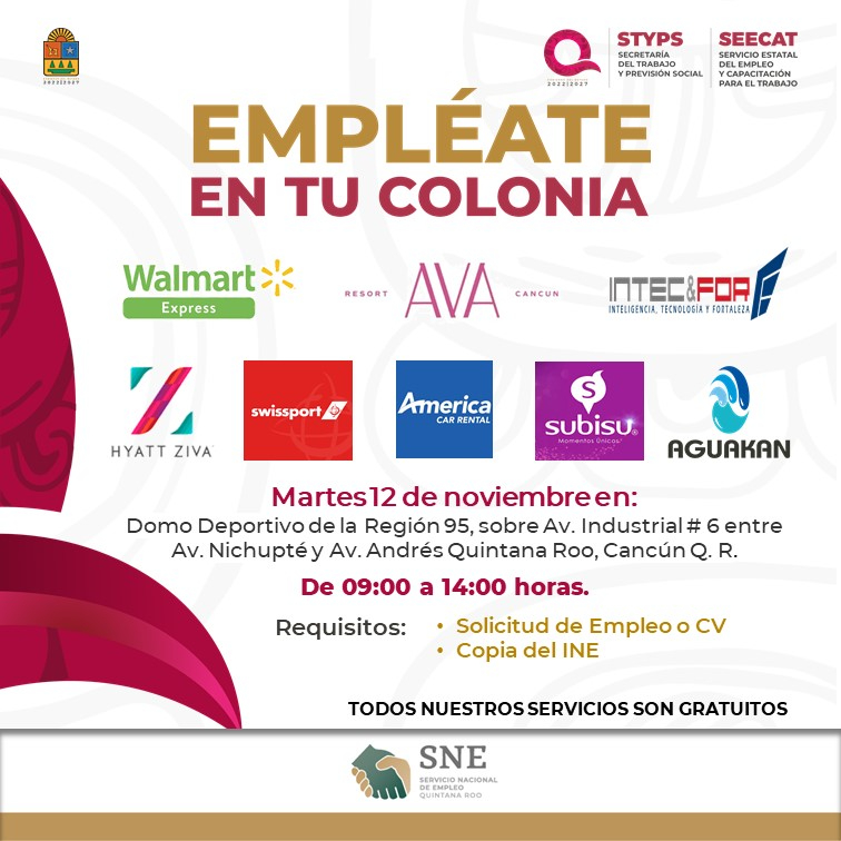 "Empléate en tu colonia" se llevará a cabo en el Domo Deportivo de la Región 95 "Empléate en tu colonia" se llevará a cabo en el Domo Deportivo de la Región 95