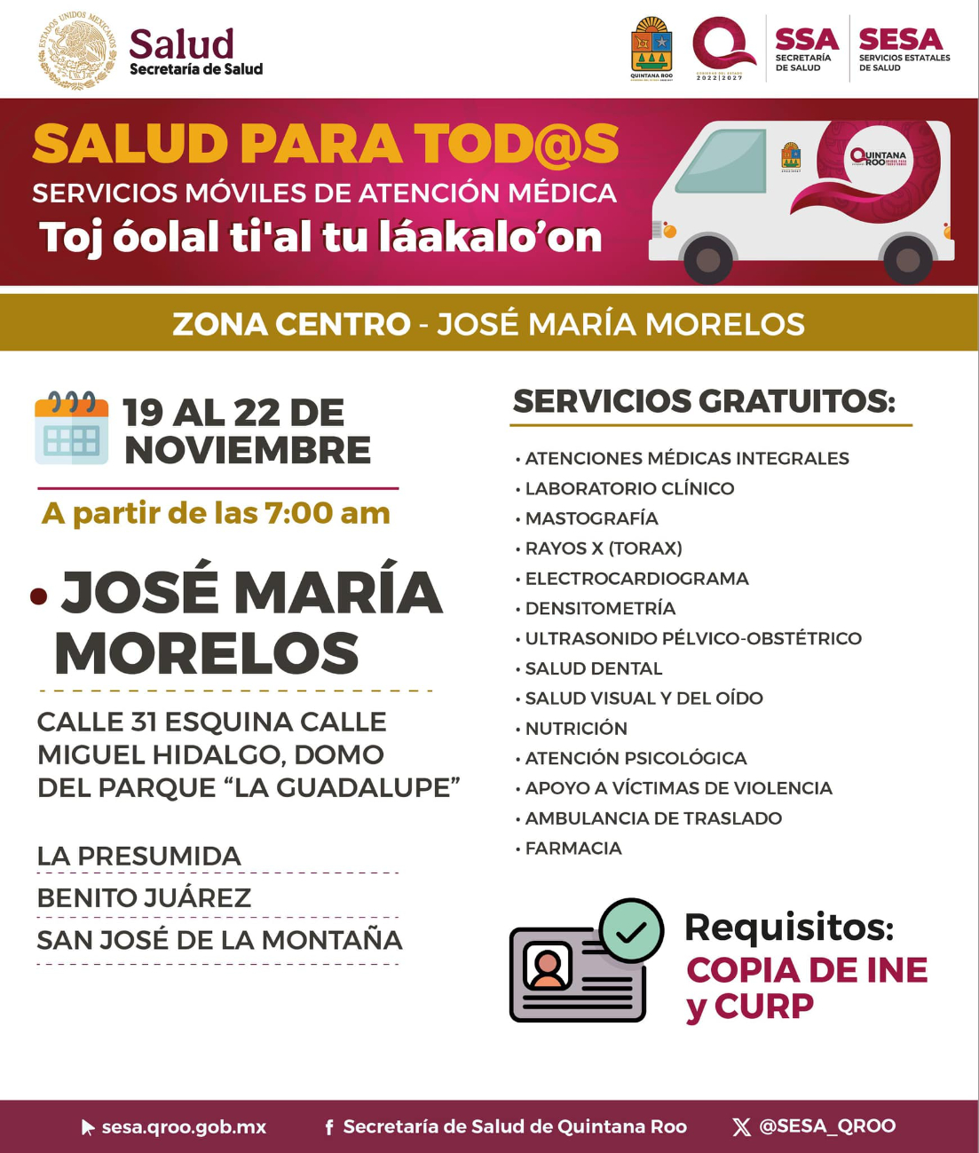 Información oficial de "Salud para Todos" en José María Morelos Información oficial de "Salud para Todos" en José María Morelos