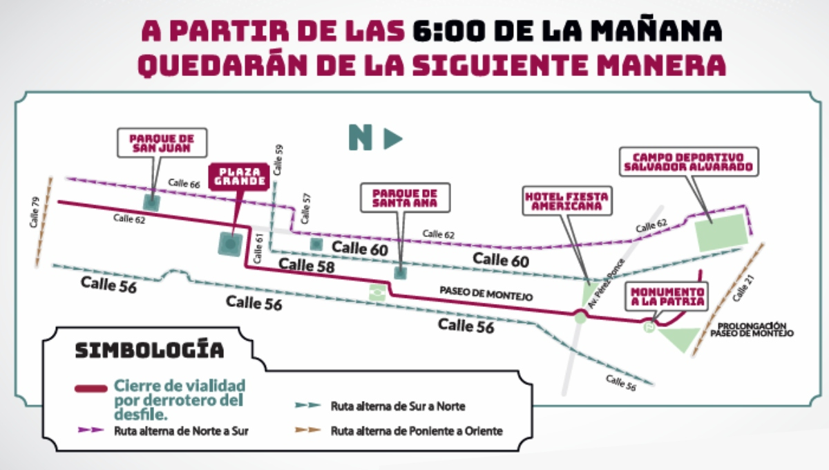 El recorrido del desfile en Mérida será desde Paseo de Montejo El recorrido del desfile en Mérida será desde Paseo de Montejo