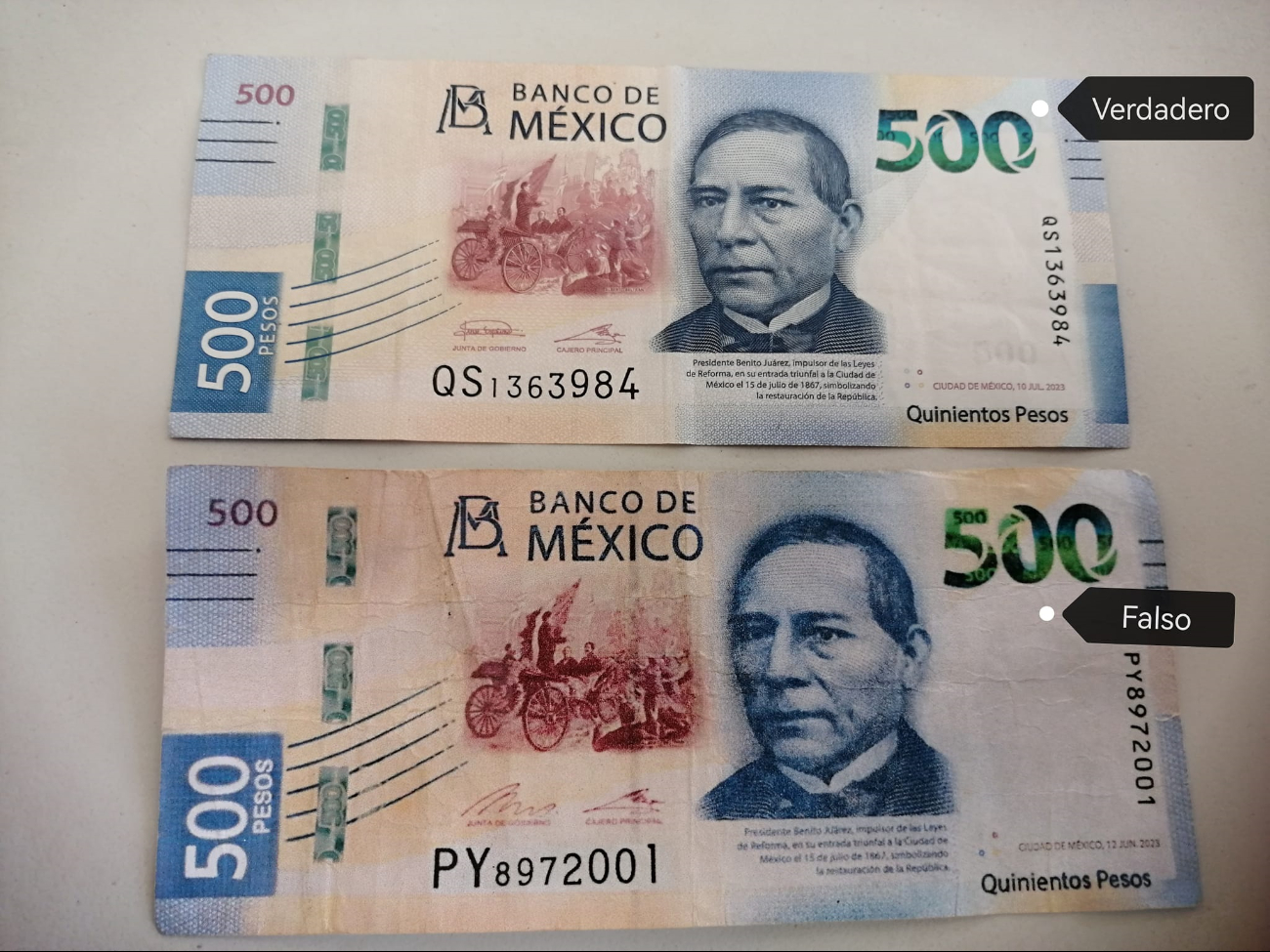 Detectan circulación de billetes falsos de 200 y 500 pesos en Acanceh