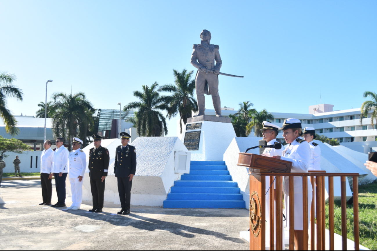 En el monumento a Pedro Sáinz de Baranda y en el Campo de Honor en Champotón, se realizó la ceremonia cívica por el 199 aniversario de expulsar la flota naval de España. En el monumento a Pedro Sáinz de Baranda y en el Campo de Honor en Champotón, se realizó la ceremonia cívica por el 199 aniversario de expulsar la flota naval de España.
