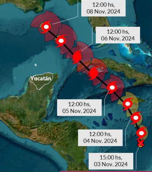 El Potencial Ciclón Tropical se encuentra localizado a 1,415 km al sureste de los límites del estado de Yuatán