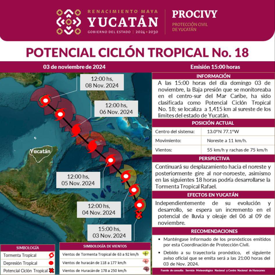 La tormenta tropical podría formarse en 18 horas cerca del estado de Yucatán La tormenta tropical podría formarse en 18 horas cerca del estado de Yucatán