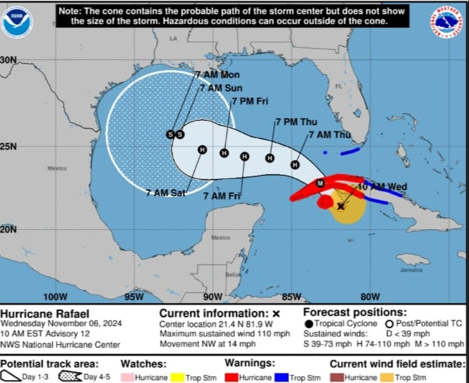 Huracán Rafael Se Aproxima a Cuba y al Golfo de México Huracán Rafael Se Aproxima a Cuba y al Golfo de México