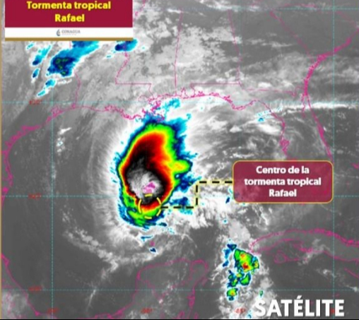 Rafael se degrada a Tormenta Tropical; ocasionará lluvias fuertes en toda la Península de Yucatán