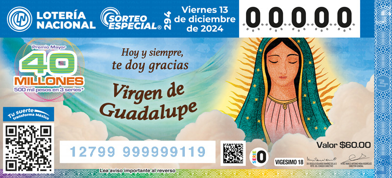 Resultados del Sorteo Especial 294: Celebrando el Día de la Virgen hoy 13 de diciembre 2024 